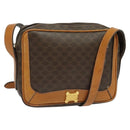 CELINE Macadam Canvas Shoulder Bag PVC Leather Brown Gold Auth 135803-1