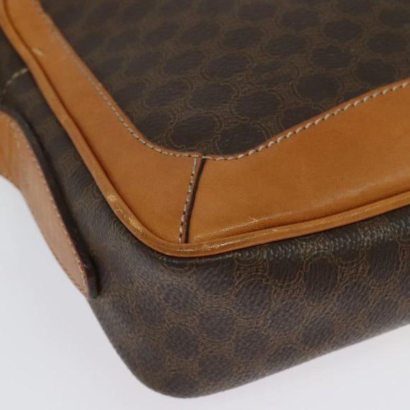 CELINE Macadam Canvas Shoulder Bag PVC Leather Brown Gold Auth 135803