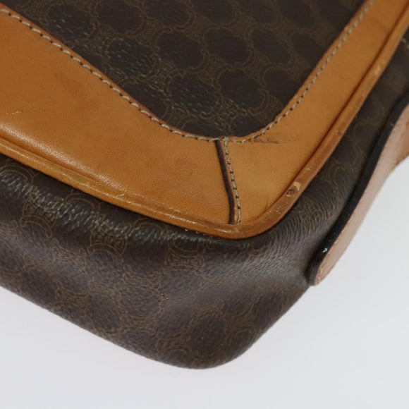 CELINE Macadam Canvas Shoulder Bag PVC Leather Brown Gold Auth 135803