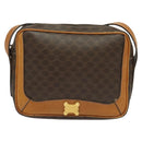 CELINE Macadam Canvas Shoulder Bag PVC Leather Brown Gold Auth 135803-2