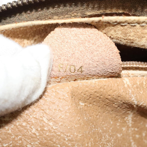 CELINE Macadam Canvas Shoulder Bag PVC Leather Brown Gold Auth 135803