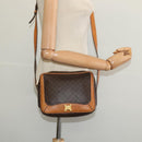 CELINE Macadam Canvas Shoulder Bag PVC Leather Brown Gold Auth 135803-21