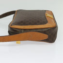 CELINE Macadam Canvas Shoulder Bag PVC Leather Brown Gold Auth 135803-4