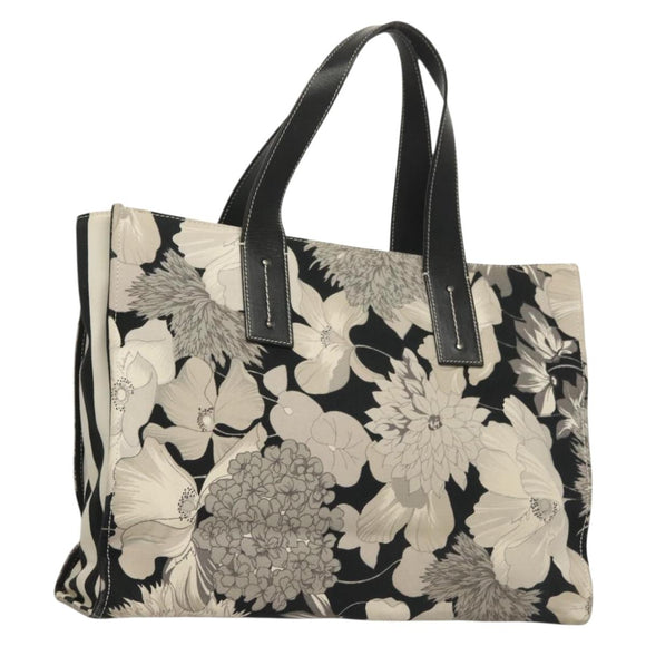 BURBERRY Tote Bag Canvas Black Silver Auth 135811