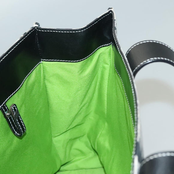 BURBERRY Tote Bag Canvas Black Silver Auth 135811