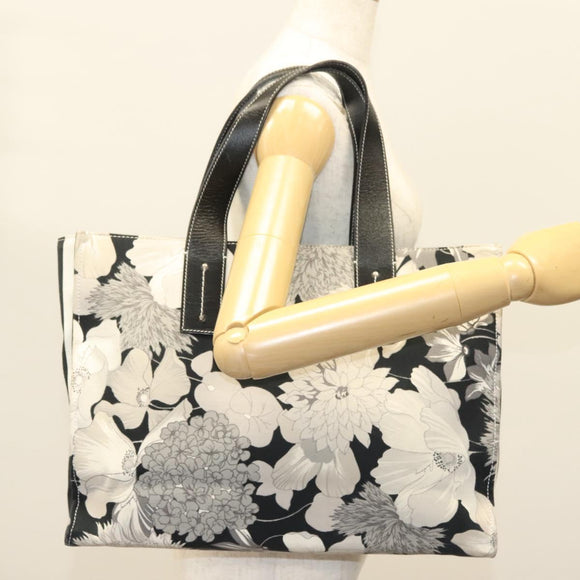 BURBERRY Tote Bag Canvas Black Silver Auth 135811