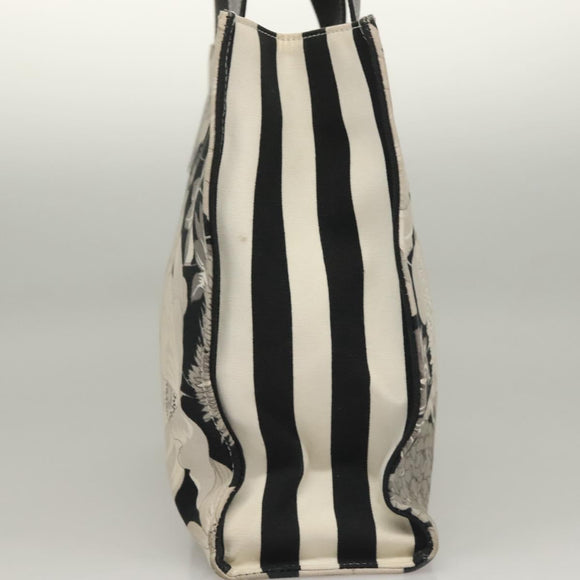 BURBERRY Tote Bag Canvas Black Silver Auth 135811