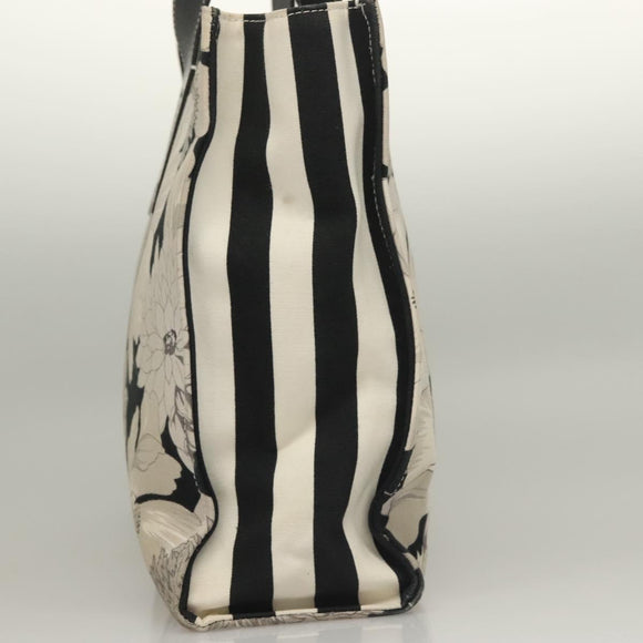 BURBERRY Tote Bag Canvas Black Silver Auth 135811