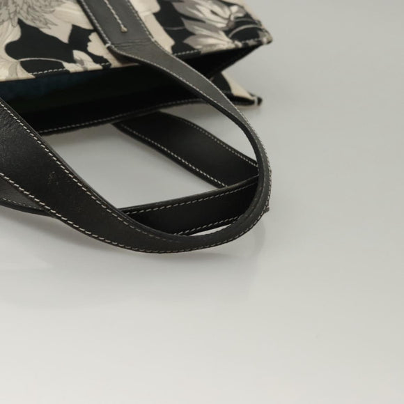 BURBERRY Tote Bag Canvas Black Silver Auth 135811