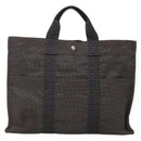 HERMES Her Line MM Hand Bag Canvas Gray Auth 135814-13