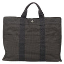 HERMES Her Line MM Hand Bag Canvas Gray Auth 135814-3