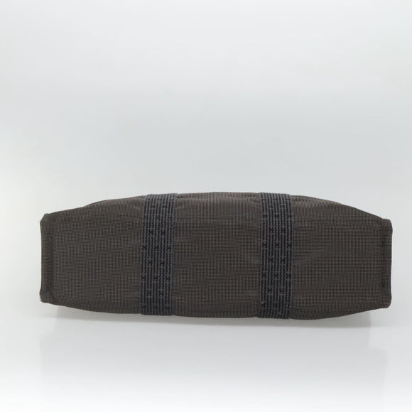 HERMES Her Line MM Hand Bag Canvas Gray Auth 135814