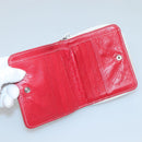 BALENCIAGA Bifold Wallet Leather Red Silver Auth 135817-14