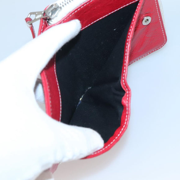BALENCIAGA Bifold Wallet Leather Red Silver Auth 135817
