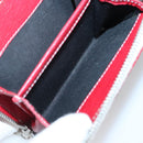 BALENCIAGA Bifold Wallet Leather Red Silver Auth 135817-20