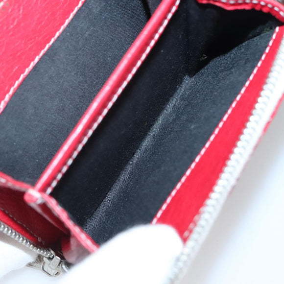 BALENCIAGA Bifold Wallet Leather Red Silver Auth 135817