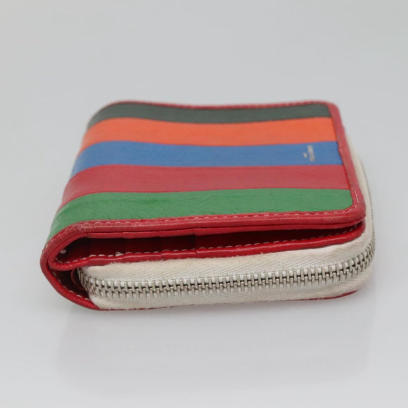 BALENCIAGA Bifold Wallet Leather Red Silver Auth 135817
