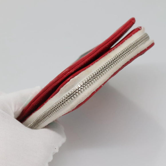 BALENCIAGA Bifold Wallet Leather Red Silver Auth 135817