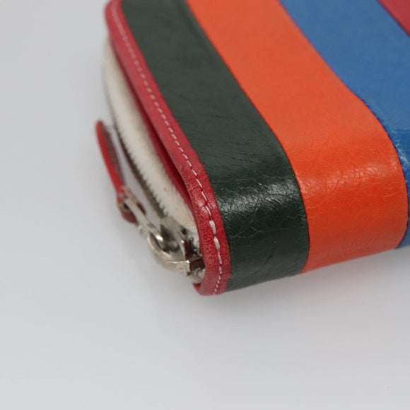 BALENCIAGA Bifold Wallet Leather Red Silver Auth 135817