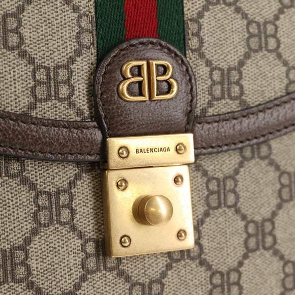 GUCCI Balenciaga Collaboration Web Sherry Line Bag PVC Beige 680119 Auth135820SM