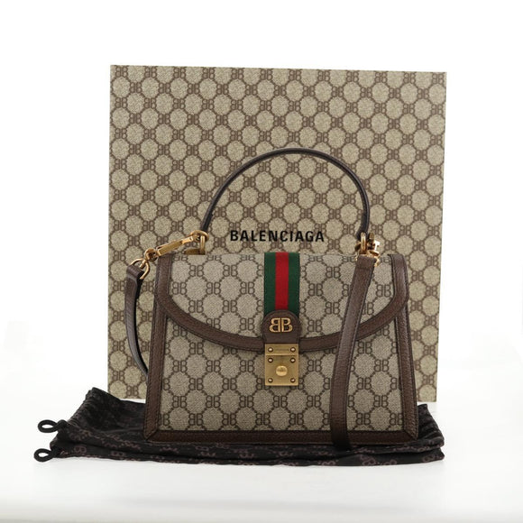 GUCCI Balenciaga Collaboration Web Sherry Line Bag PVC Beige 680119 Auth135820SM