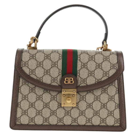 GUCCI Balenciaga Collaboration Web Sherry Line Bag PVC Beige 680119 Auth135820SM