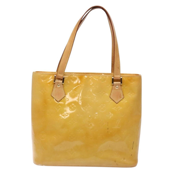 LOUIS VUITTON Monogram Vernis Houston Hand Bag Beige M91004 LV Auth 135882