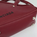 BALENCIAGA Triangle Duffel Hand Bag Leather 2way Red 476975 Auth 135922-13