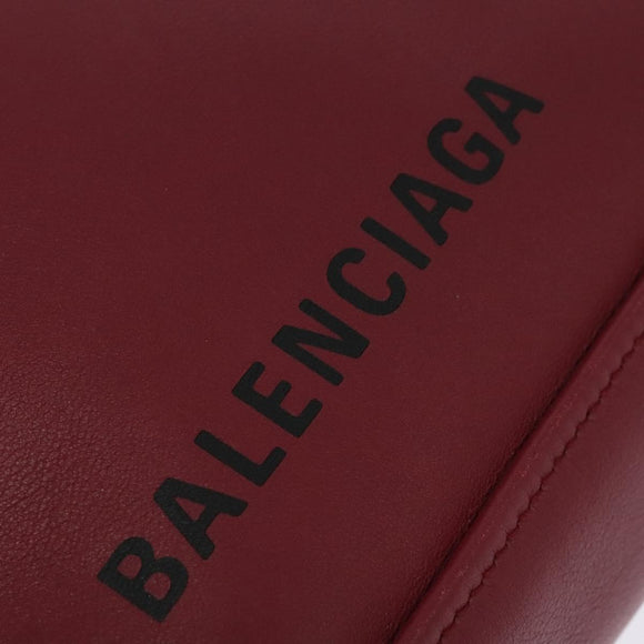 BALENCIAGA Triangle Duffel Hand Bag Leather 2way Red 476975 Auth 135922