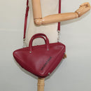 BALENCIAGA Triangle Duffel Hand Bag Leather 2way Red 476975 Auth 135922-23