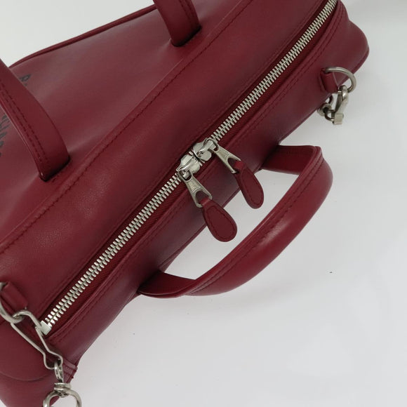 BALENCIAGA Triangle Duffel Hand Bag Leather 2way Red 476975 Auth 135922