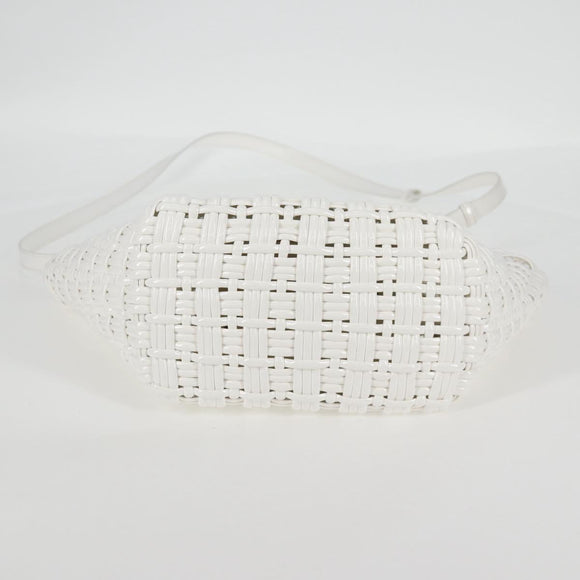 BALENCIAGA Bistro XS Hand Bag Enamel 2way White Silver 671342 Auth 135923M