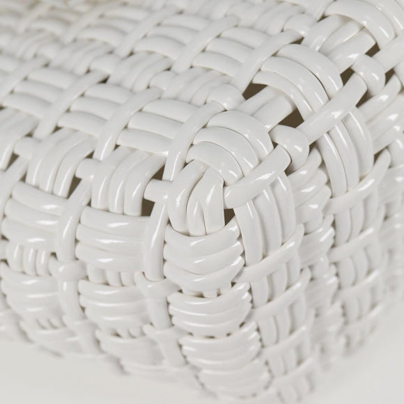 BALENCIAGA Bistro XS Hand Bag Enamel 2way White Silver 671342 Auth 135923M