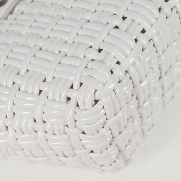 BALENCIAGA Bistro XS Hand Bag Enamel 2way White Silver 671342 Auth 135923M