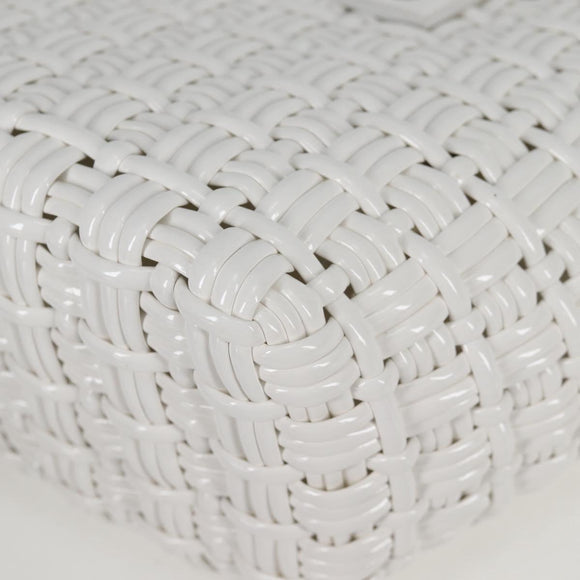 BALENCIAGA Bistro XS Hand Bag Enamel 2way White Silver 671342 Auth 135923M