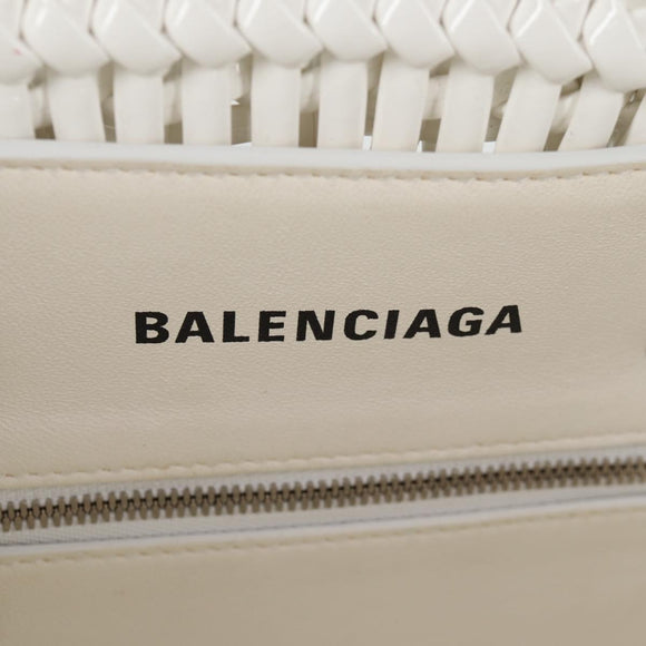 BALENCIAGA Bistro XS Hand Bag Enamel 2way White Silver 671342 Auth 135923M