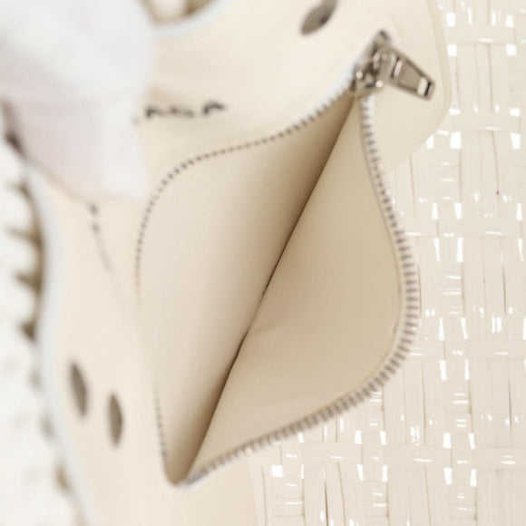 BALENCIAGA Bistro XS Hand Bag Enamel 2way White Silver 671342 Auth 135923M