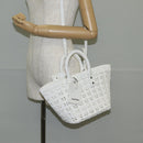 BALENCIAGA Bistro XS Hand Bag Enamel 2way White Silver 671342 Auth 135923M-26