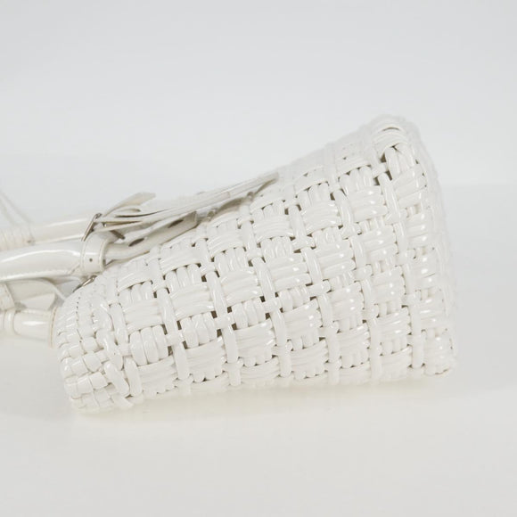 BALENCIAGA Bistro XS Hand Bag Enamel 2way White Silver 671342 Auth 135923M