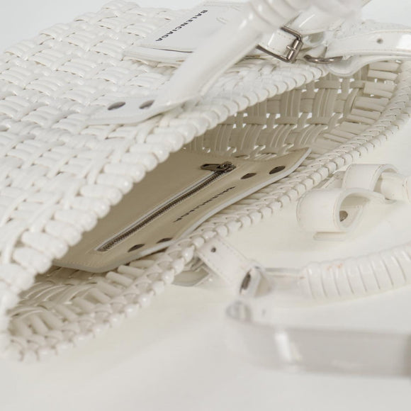 BALENCIAGA Bistro XS Hand Bag Enamel 2way White Silver 671342 Auth 135923M