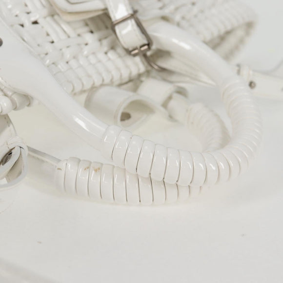 BALENCIAGA Bistro XS Hand Bag Enamel 2way White Silver 671342 Auth 135923M