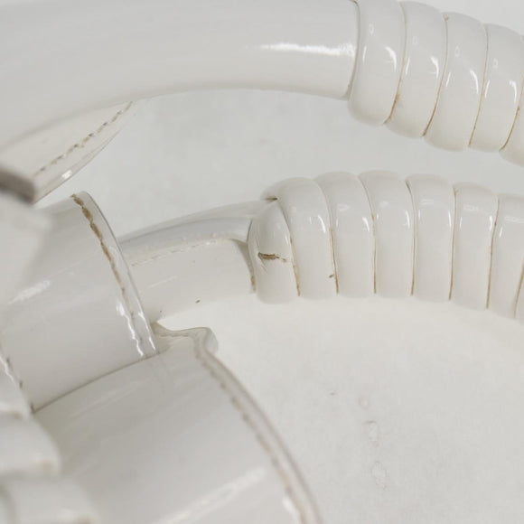 BALENCIAGA Bistro XS Hand Bag Enamel 2way White Silver 671342 Auth 135923M