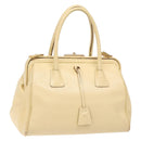 PRADA Gamaguchi Hand Bag Leather Beige Gold Auth 135924-1