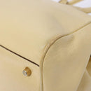 PRADA Gamaguchi Hand Bag Leather Beige Gold Auth 135924-10