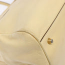 PRADA Gamaguchi Hand Bag Leather Beige Gold Auth 135924-13