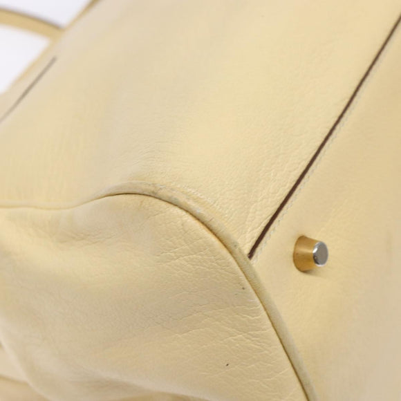 PRADA Gamaguchi Hand Bag Leather Beige Gold Auth 135924