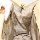 PRADA Gamaguchi Hand Bag Leather Beige Gold Auth 135924-20