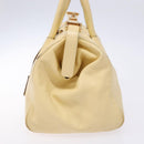 PRADA Gamaguchi Hand Bag Leather Beige Gold Auth 135924-5