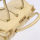 PRADA Gamaguchi Hand Bag Leather Beige Gold Auth 135924-6