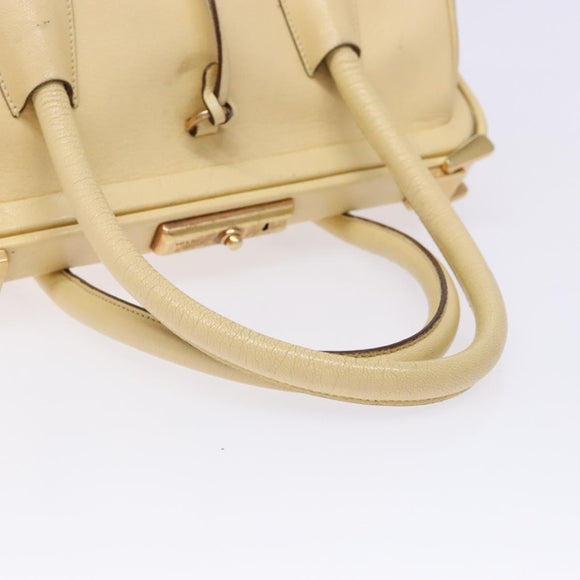 PRADA Gamaguchi Hand Bag Leather Beige Gold Auth 135924